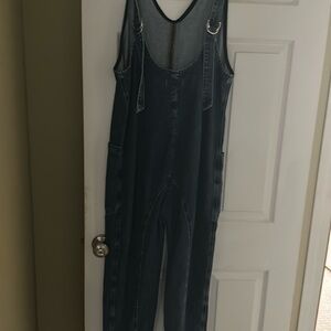 WE THE FREE Small 100 Cotton Denim Jumpsuit High Roller Adjustable Free People